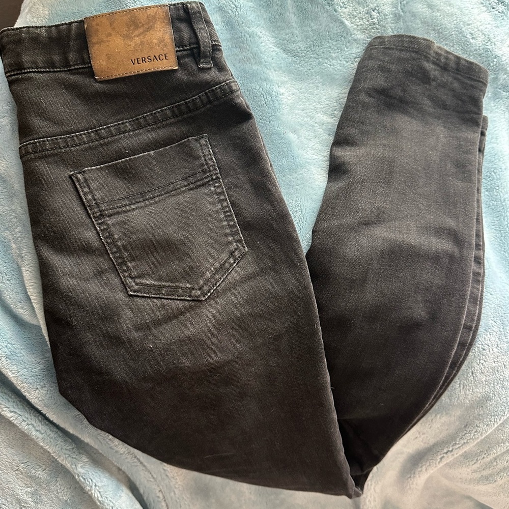 Vintage Versace Black Straight Leg skinny Pencil Jeans